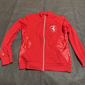 y2k Puma Ferrari Track Jacket Womens medium Red Full Zip Logo sporty fitted